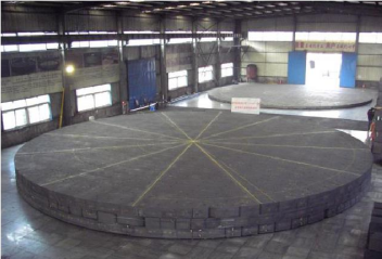 Preassembly site of microporous carbon brick for bottom of 7 ×3200m³ blast furnace in new Lipetsk, Russia（ 2008)
