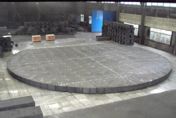 Preassembly site of ultra microporous carbon brick for bottom of3400m3 blast furnace in Jinan Iron and Steel Company of ShandongProvince（ (2009)