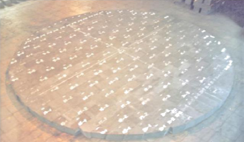 Preassembly site of semi-graphite carbon silicon carbide roasted carbon brick for bottom of 2500m³ blast furnace in Shanghai Baosteel Group No.1 plant(1998)