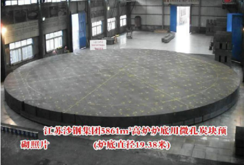 The hearth of the 5,861 m³ blast furnace at Jiangsu Shagang Group is preassembled using microporous carbon brick, with a hearth diameter of 19.38 meters.